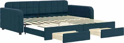 Immagine prodotto di vidaXL Letto da giorno allungabile con cassetti blu 100x200 cm in velluto