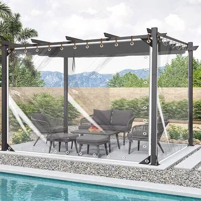 Produktbild von Transparentes Zeltplane 2x1m 350g/m² Wasserdicht Vinyl - PVC Vorhang Winddicht Garten