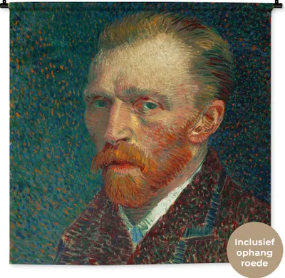 Produktbild von MuchoWow® Wandteppich Wandbehang Selbstporträt - Vincent van Gogh 120x120 cm Tapisserie Dekoration Wandtuch - Modern - Baumwollgewebe