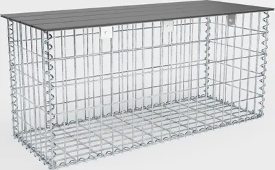 Produktbild von Gartenbank Spiralgabione 105 x 50 x 50 cm - MW 5 x 10 cm, mit Recyclingauflage in anthrazit