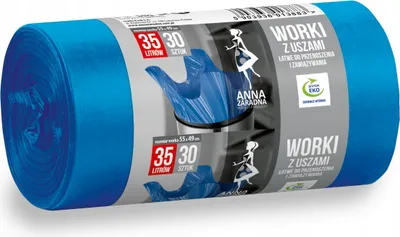 Zdjęcie produktu dla Anna Zaradna worki na śmieci z uszami ldpe 35L 30szt. niebieskie