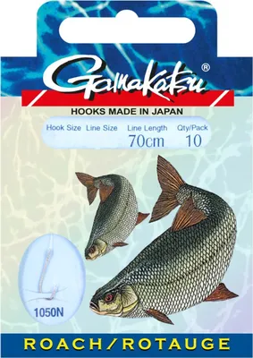 Produktbild von Gamakatsu Rotauge LS1050 70cm - 10 gebundene Angelhaken, Hakengröße/Schnurdurchmesser:Gr. 14 / 0.12mm