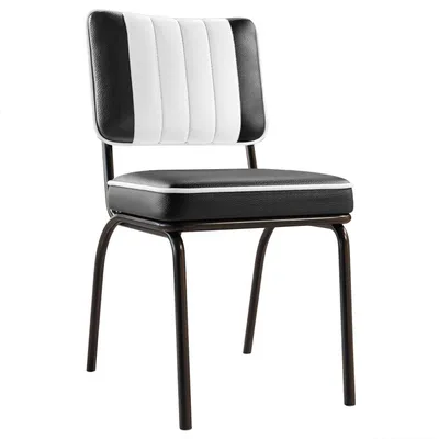 Immagine prodotto di Set da 2 DINER STEEL BLACK | Sedia da tavola | Nero | Pelle | Sedia da tavola in stile americano, Sedia americana