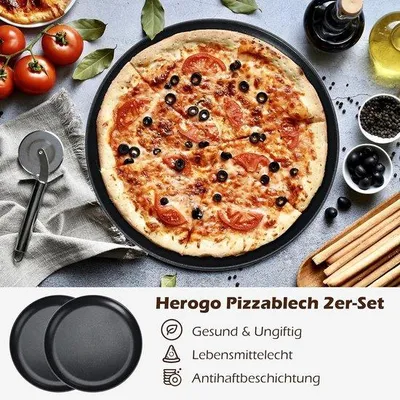 Produktbild von Famanu Pizzapfannen 30 cm - Hochwertige Edelstahl-Pizzateller