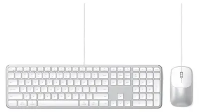 Image de Clavier filaire - Clavier QWERTY US - Pavé numérique - Souris filaire - Argent
