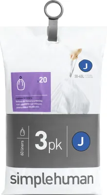 Produktbild von simplehuman Passgenaue Müllbeutel 3 x 20 Pack (60 Beutel), Code J, 30-45 Liter; CW0259