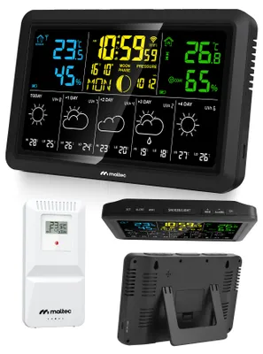Immagine prodotto di Stazione meteorologica MalTec con sensore esterno, termometro, barometro, app, sensore Daily5000M, previsioni meteo e fasi lunari, nero