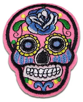 Produktbild von Totenkopf Rose - Aufnäher, Bügelbild, Aufbügler, Applikationen, Patches, Flicken, Zum Aufbügeln, Größe: 6,9 x 5,1 cm