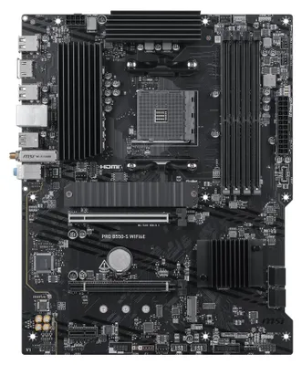 Imagen del producto de MSI PRO B550-S WIFI6E: Placa base - ATX - Socket AM4 - Chipset AMD B550 - USB 3.2 Gen 1, USB-C 3.2 Gen 1, USB 3.2 Gen 2, USB-C 3.2 Gen2 - LAN Gigabit, Wi-Fi 6E, Bluetooth - Gráficos integrados (requiere CPU)