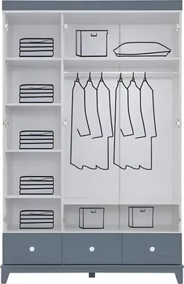 Produktbild von Komplett Mehrfarbig Kinderzimmer Set Kleiderschrank Kommode Helles 2tlg Neu