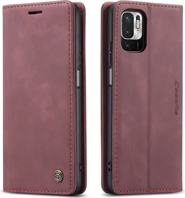 Obrázek produktu pro Redmi Note 10 5G Pouzdro, RetroPolyuretanKožené Pouzdro s Funkcí Stojánku pro Xiaomi Redmi Note 10 5G červené