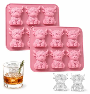 Produktbild von Silikonform Highland-Kuh - Form für Eiswürfel und Schokolade - Rosa