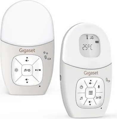 Produktbild von Gigaset Baby 100 Audio – Audio-Babyphone mit DECT-Technologie – Sichere Zwei-Wege-Kommunikation – 300m Reichweite - Fütterungstimer - Temperatursensor - Nachtlicht, Warm Grey [Deutsche Version]