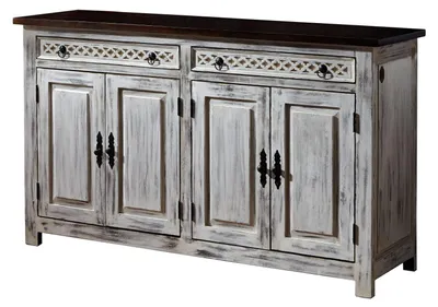 Immagine prodotto di MASSIVMOEBEL24 | credenza in legno di mango / acacia 150x45x90 bianco cerato CASTLE-ANTIK #261