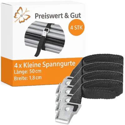 Produktbild von 4 x Spanngurt kurz in der Farbe schwarz für z.b Fahrrad pro STK L 50 cm B 1,8 cm