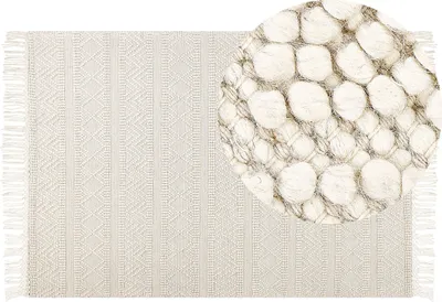 Produktbild von BELIANI Teppich Beige Wolle 160 x 230 cm mit Quasten Handgewebtes Wohnzimmer Schlafzimmer Boho Modern