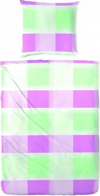 Produktbild von Hahn Seersucker Bettwäsche Rosa Grün Kariert 100% Baumwolle Reißverschluss Bettbezug Kissenbezug Bettgarnitur Bettwäsche-Set 135x200 cm