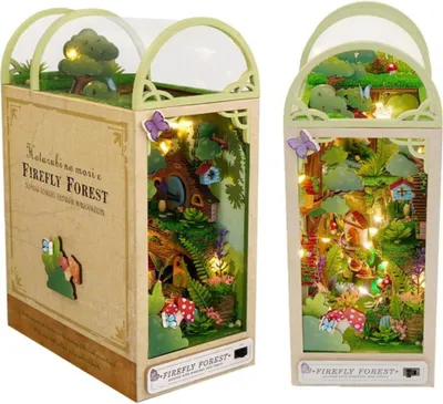 Image de Habarri | Maison Miniature - DIY Maison de Poupées - Maison en Bois avec Meubles et éclairage LED - Cadeau pour Enfants - La Forêt Enchantée