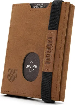 Image de Porte-cartes Protection RFID Porte-monnaie en cuir pour homme Compartiment à monnaie Marron Slim Wallet