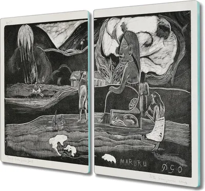 Produktbild von Coloray Kochplattenabdeckung Herdabdeckplatte 2x30x52 cm Hackbrett Schneidebrett Küchenbrett - Maruru Gauguin