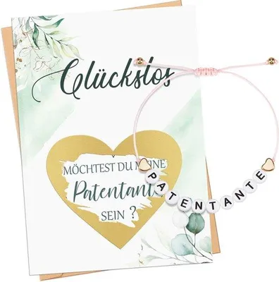 Image de Bracelet élastique avec carte de vœux et enveloppe pour le baptême - Un cadeau unique pour la marraine