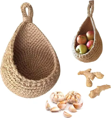 Produktbild von NatüRliche Woven Obst Korb,Gewebter Obst-HäNgekorb,Frucht GemüSe HäNgematte,GemüSe- Und Obstkorb Zum AufhäNgen An Der Wand, GroßEr Gewebter Obstkorb,Obstkorb FüR Die Aufbewahrung In Der KüChe (#1)