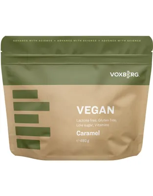 Produktbild von Voxberg Vegan Protein 480 g caramel / Veganes / Pflanzliches Protein / Leckeres Pflanzenprotein aus Erbsen- und Bohnenisolat