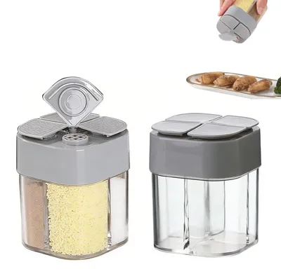 4-in-1 Gewürzstreuer-Set, 2 Stück, quadratisch, für Küche & Camping