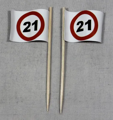 Produktbild von Party-Picker Flagge Tempo 21 Verkehrszeichen Papierfähnchen in Spitzenqualität 25 Stück Beutel
