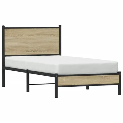 Produktbild von "2026 Promotion" Metallbett ohne Matratze - Sonoma-Eiche 90x200 cm - Polsterbett CC23294