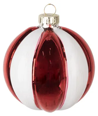 Productafbeelding van Clayre & Eef kerstbal, Ø 8x8 cm, rood-wit, glas