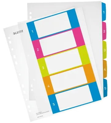Produktbild von Leitz Register WOW 12410000 DIN A4 1-5 volle Höhe PP farbig