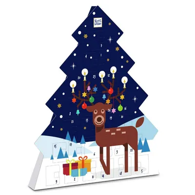 Obrázok produktu pre Ritter Sport Adventný kalendár Jedľa s plnenými kockami čokolády 208g