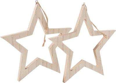Produktbild von VBS Anhänger Sterne, 2er-Set, MDF-Holz furniert