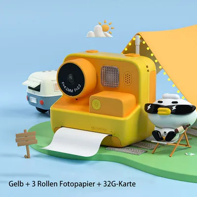 Imagen del producto de Cámara digital para niños, resolución HD de 4800W, color amarillo