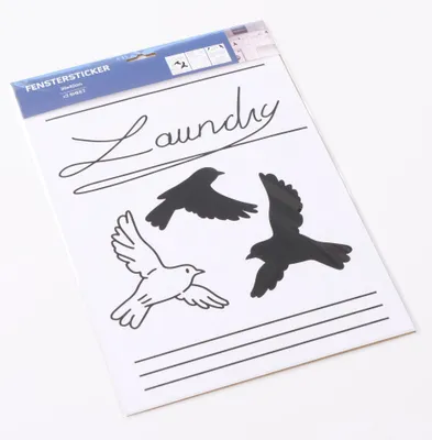 Produktbild von BOLTZE Fensterbild Washy (Farbe Schwarz, Bildmotiv Text+Vogel)