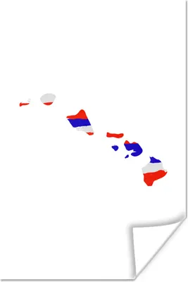 Produktbild von MuchoWow® Poster Hawaii - Karte - Flagge 80x120 cm - Papierdruck