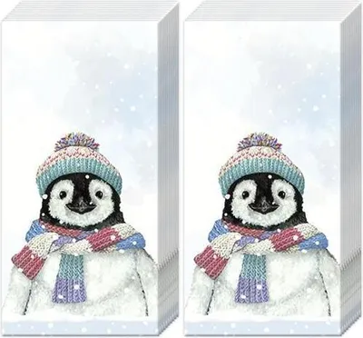 Produktbild von 2x 10 Taschentücher Kevin - Niedlicher Pinguin in Winterbekleidung