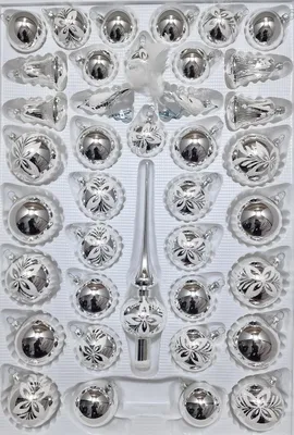 Productafbeelding van Assortiment met gevormde klokken zilver met witte - Hand gedecoreerd Lauschaer glas
