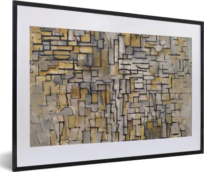 Produktbild von MuchoWow® Gerahmtes Poster Mondrian - Kunst - Alte Meister 60x40 cm - Poster mit Schwarzem Bilderrahmen Wandposter Rahmen Foto Bilder - Schlafzimmer - Plakat in Rahmen - Drucken