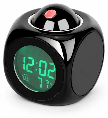 Produktbild von Digitaler Wecker mit Projektor, LED Uhr mit Temperaturanzeige, Sprachansage und Musikalarm, 12/24 Stunden Anzeige für Schlafzimmer und Büro