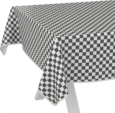 Produktbild von Tischdecke oldscool Karo Grau 140x140cm mit Band-Kante Wachstuch abwaschbar