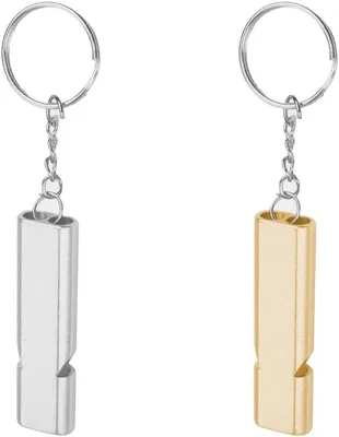 Imagen del producto de Conjunto de 2 silbatos de emergencia de metal y llaveros