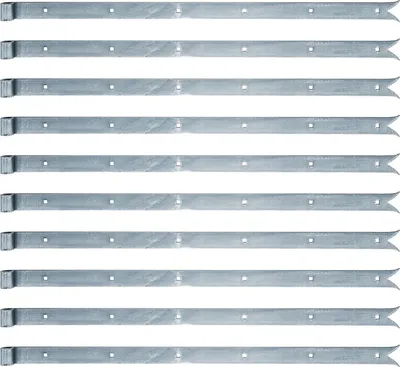 Image de Alberts 862558 Bande de fermeture, droite, extrémité en queue de carpe, zinguée par galvanisation bleue, rouleau Ø 14 mm, dimensions 800 x 35 mm, lot de 6