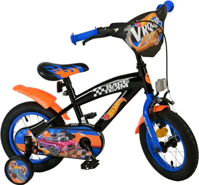 Obrázok produktu pre Detský bicykel Hot Wheels - chlapci - 12 palcov - čierny oranžový modrý