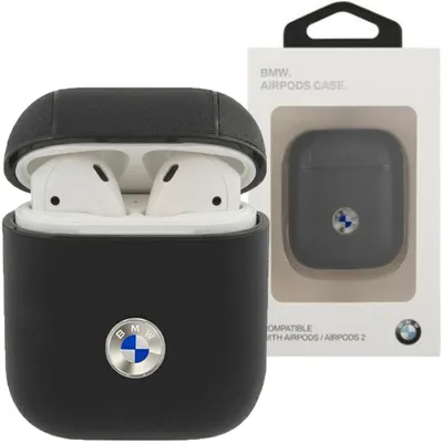 Immagine prodotto di Bmw Bma2Sslbk Airpods 1/2 Cover Czarny/Nero Geniune Pelle Logo Argento