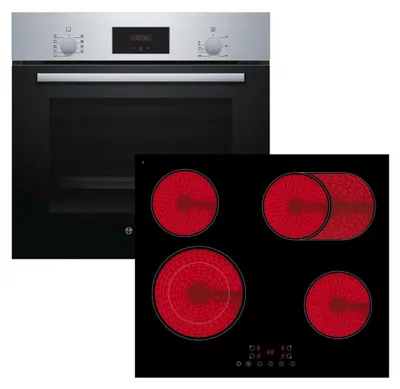 Produktbild von HERDSET Bosch Einbau-Backofen + PKM Glaskeramikkochfeld rahmenlos autark 60cm