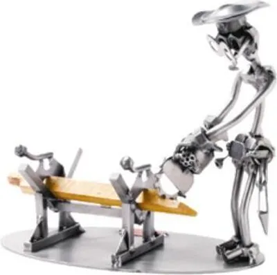 Zdjęcie produktu dla Ręcznie wykonana metalowa figurka stolarza ze stali i miedzi