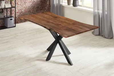 Produktbild von Esstisch Baumkante massiv Akazie nussbaum 280 x 100 schwarz HELENE
