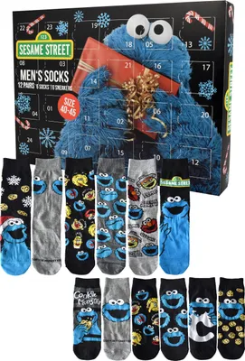Produktbild von Sesamstraße Adventskalender mit 12 Paar Socken Größe 40-45 für Herren Weihnachtskalender mit Sneakers und langen Socken